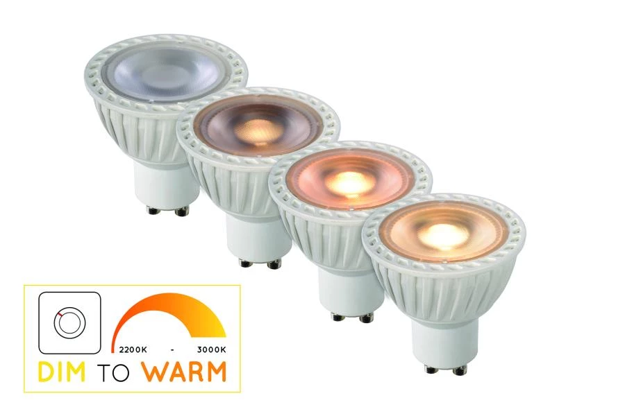 Lucide MR16 - Ampoule led - Ø 5 cm - LED Dim to warm - GU10 - 1x5W 2200K/3000K - Blanc - détail 9